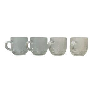 Vintage Arcoroc Country Wheat Frosted Glass Coffee Mugs Set Of 4, 3 in Tall